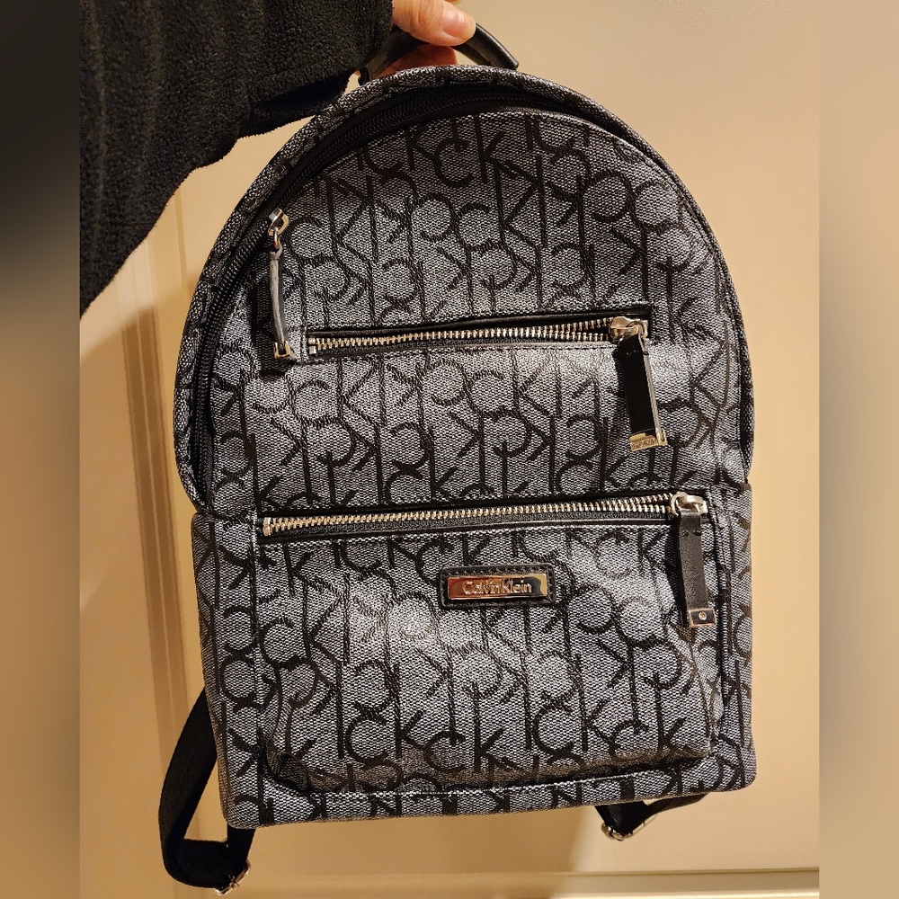 Calvin Klein Gray Monogram Backpack - image 1